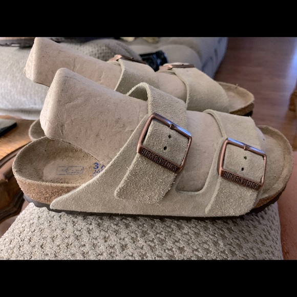 Birkenstock Shoes | Birkenstock Suede Arizona Sandals Soft Foot Bed | Poshmark